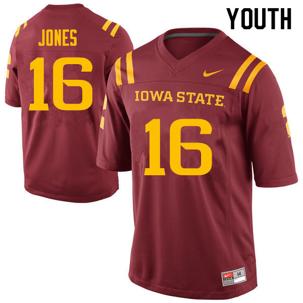 Youth #16 Keontae Jones Iowa State Cyclones College Football Jerseys Sale-Cardinal - Click Image to Close